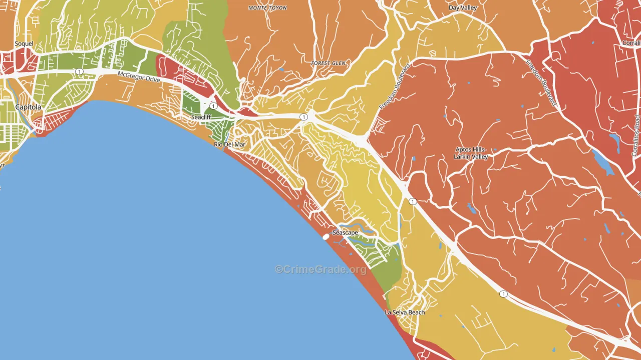 Rio del Mar, CA Map of Burglary Rates