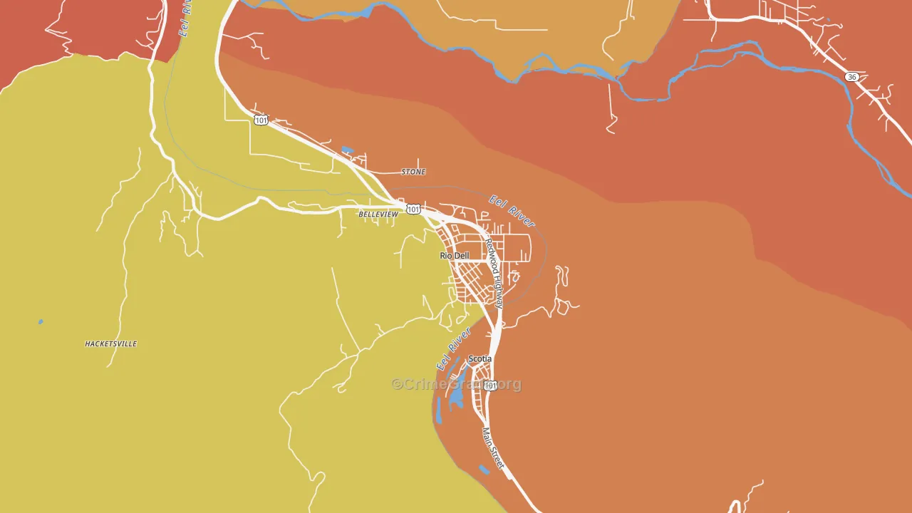 Rio Dell, CA Map of Burglary Rates
