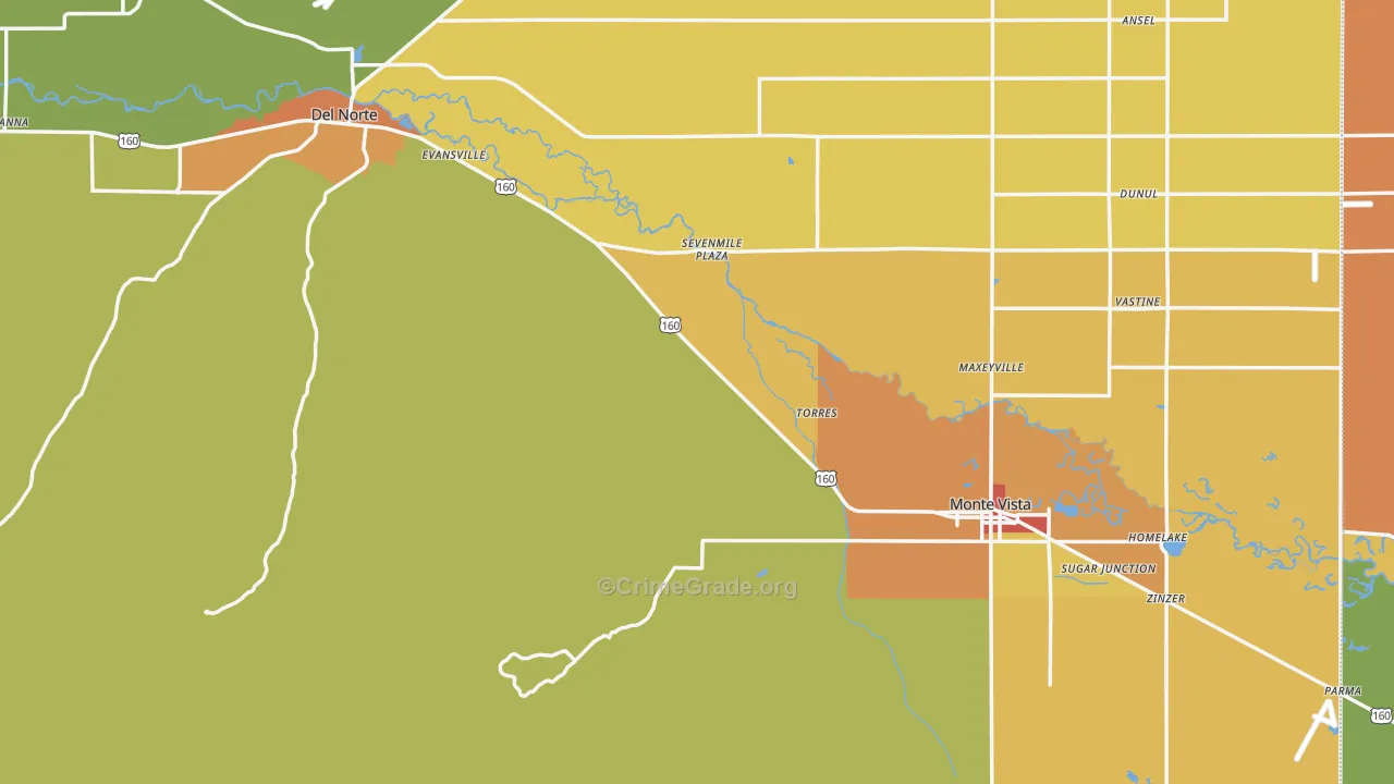 Rio Grande County, CO Map of Burglary Rates