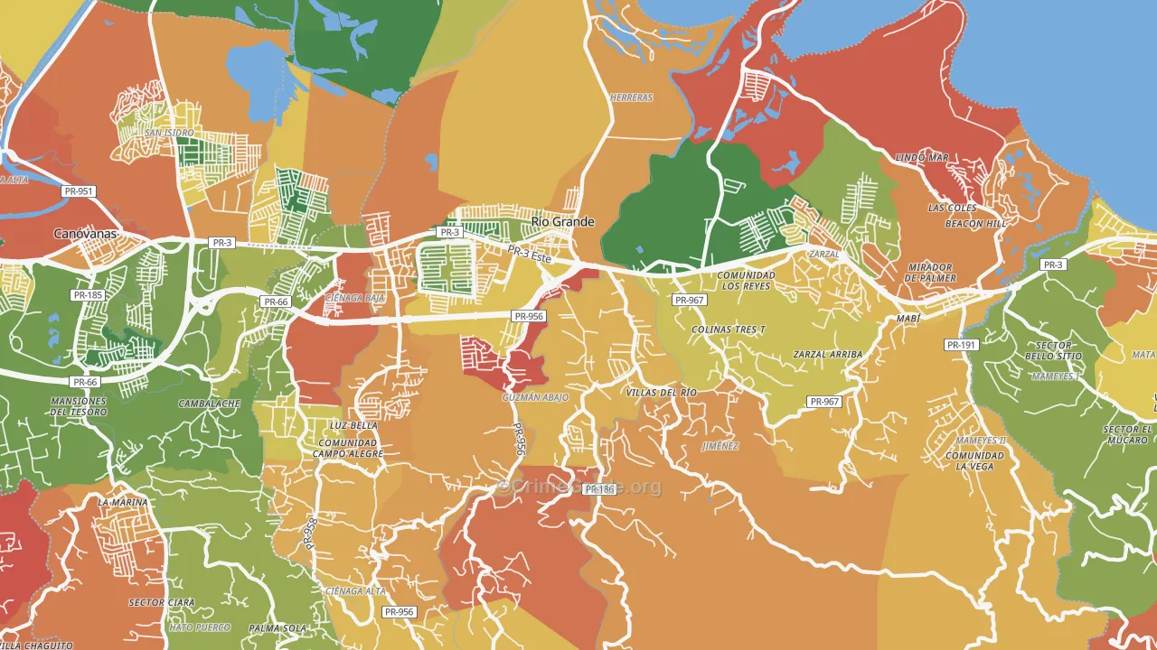Rio Grande Municipio, PR Map of Burglary Rates