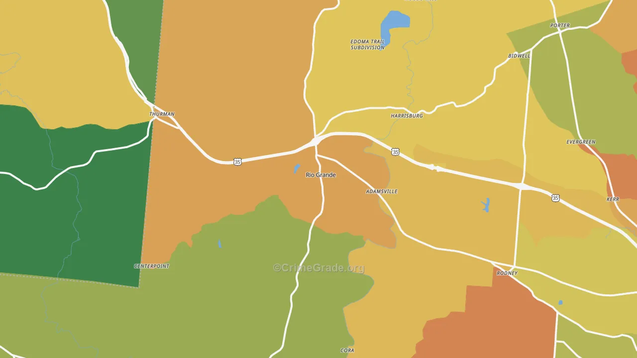 Rio Grande, OH Map of Burglary Rates
