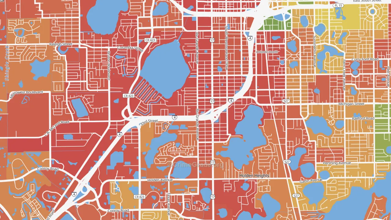 Rio Grande Park, Orlando, FL Map of Burglary Rates