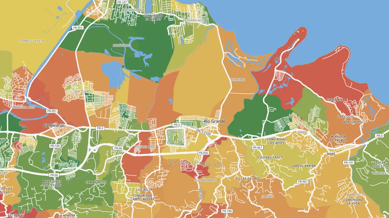 Rio Grande, PR Map of Burglary Rates