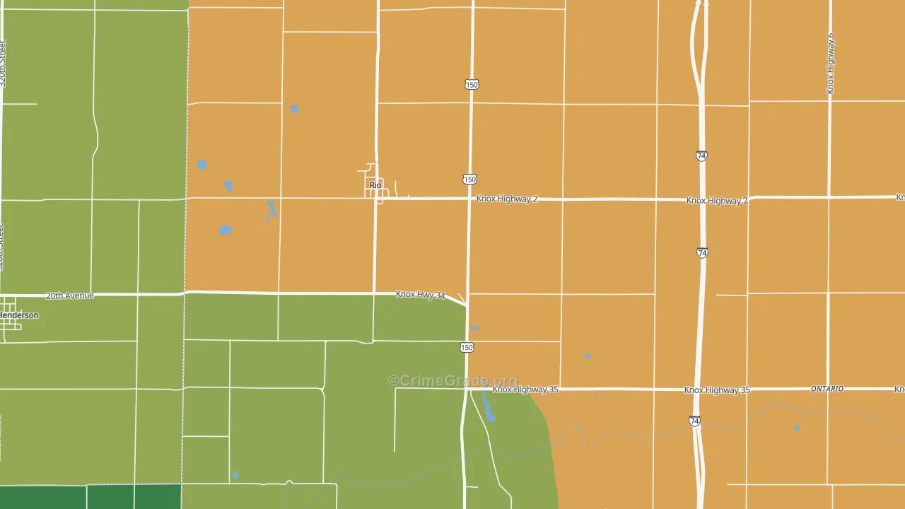 Rio, IL Map of Burglary Rates