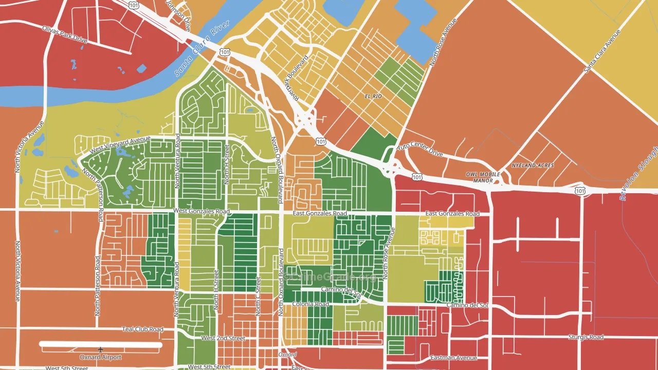 Rio Lindo, Oxnard, CA Map of Burglary Rates