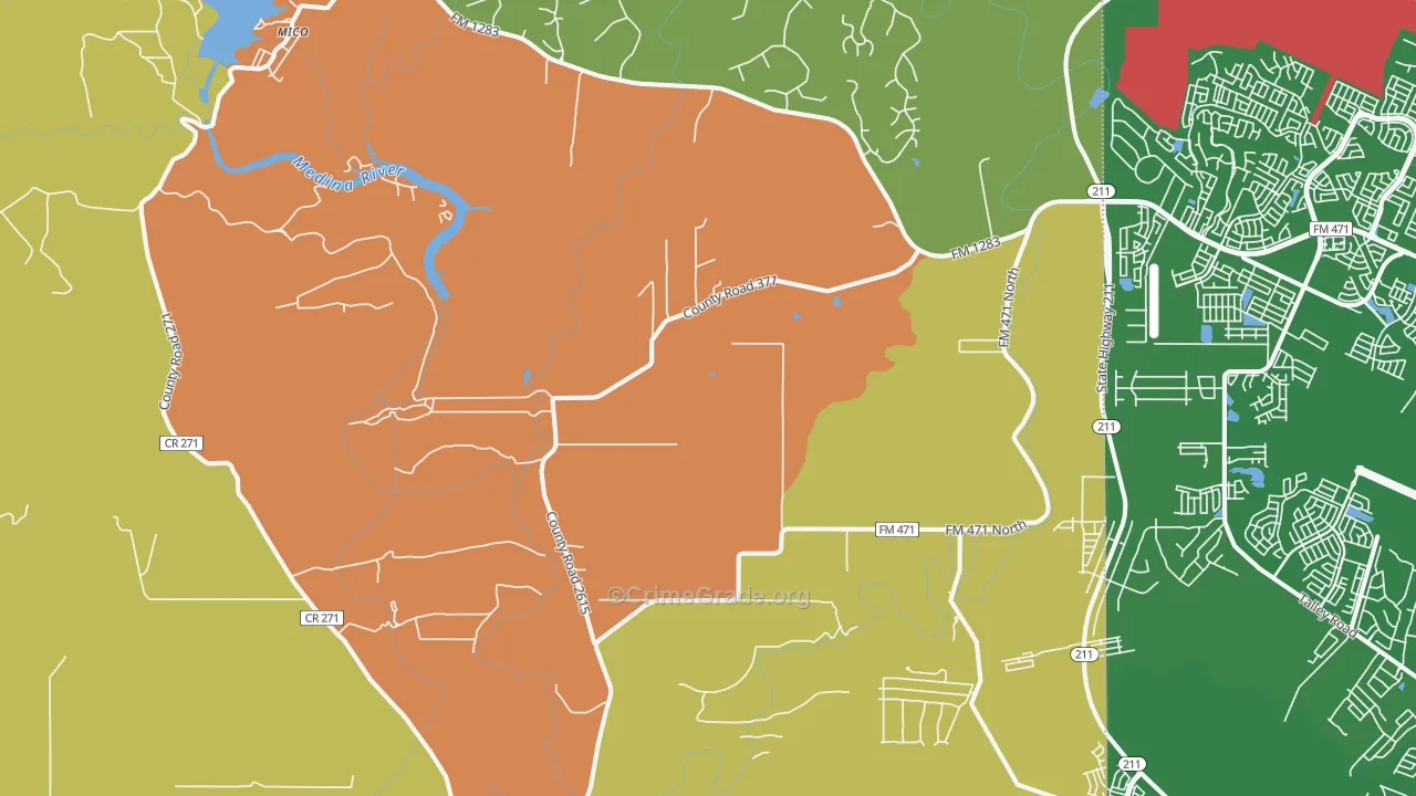 Rio Medina, TX Map of Burglary Rates
