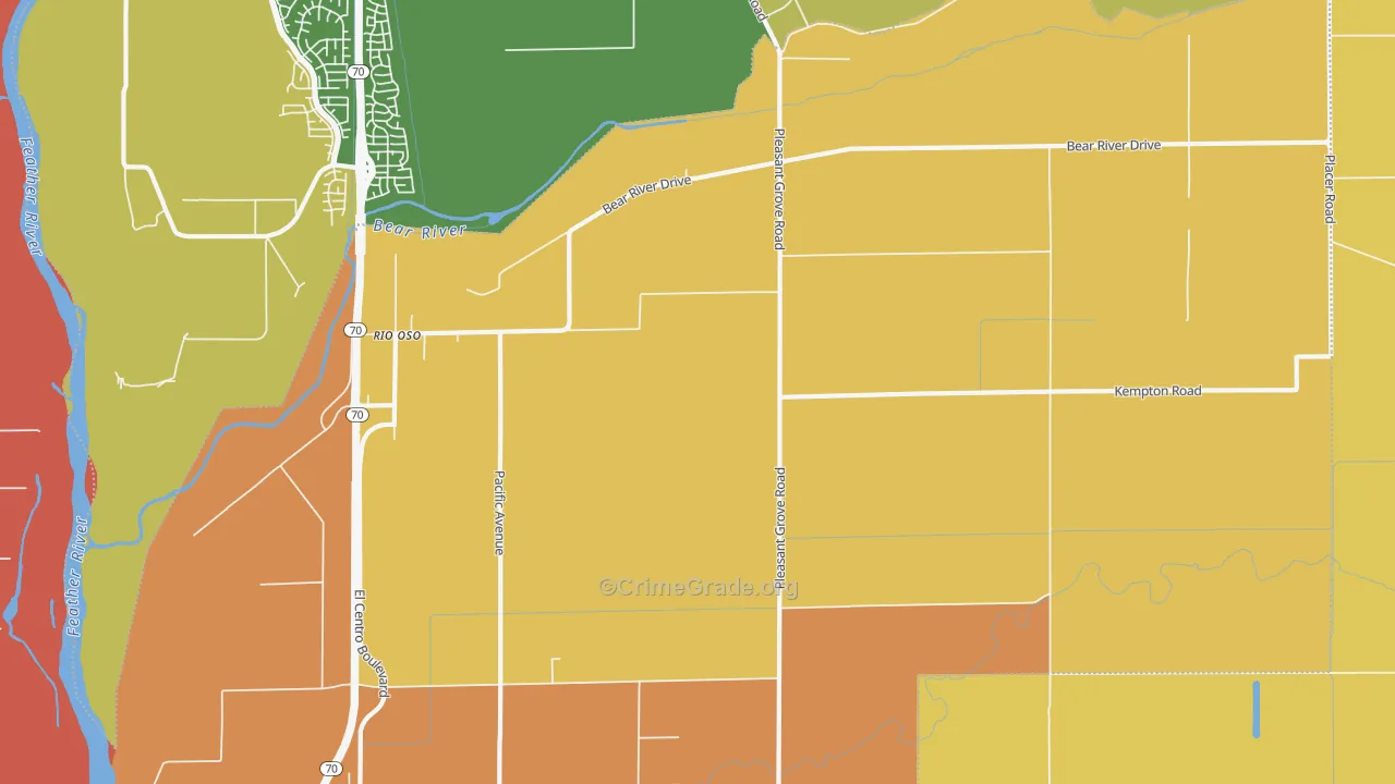 Rio Oso, CA Map of Burglary Rates