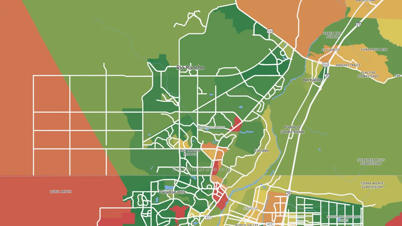 Rio Rancho, NM Map of Burglary Rates