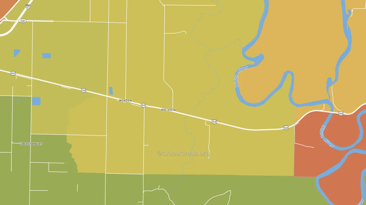 Rio Vista, AR Map of Burglary Rates