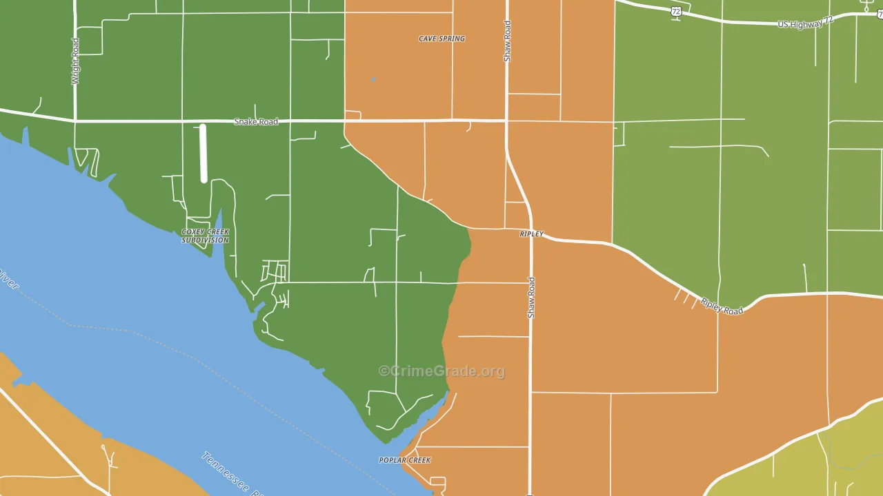 Ripley, AL Map of Burglary Rates