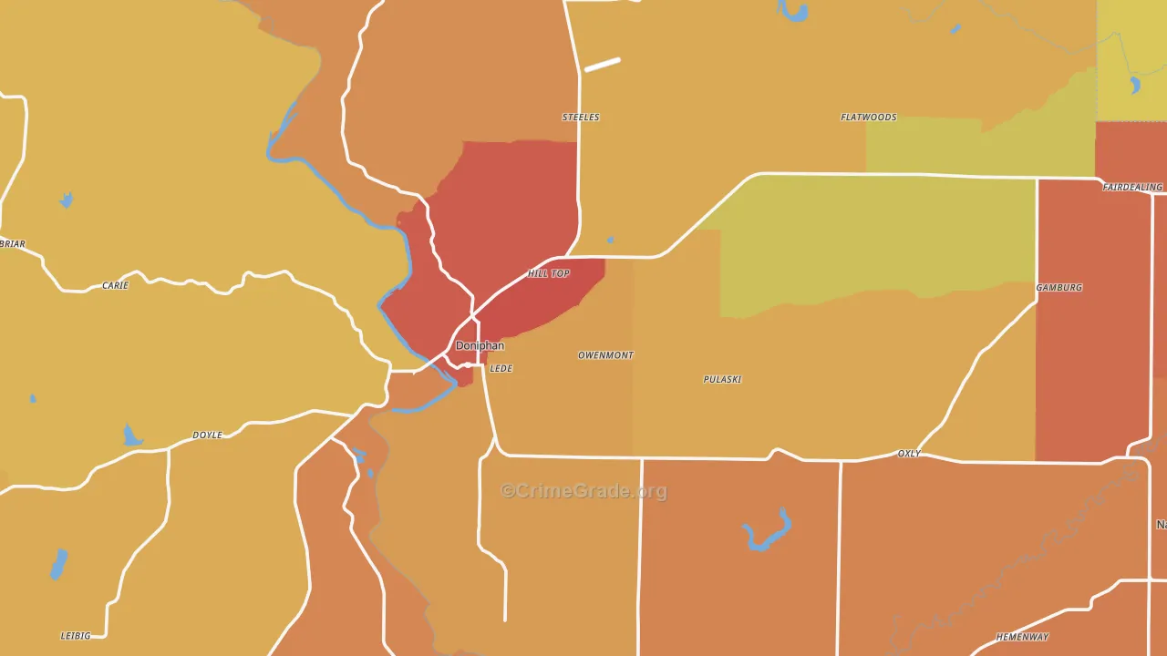 Ripley County, MO Map of Burglary Rates