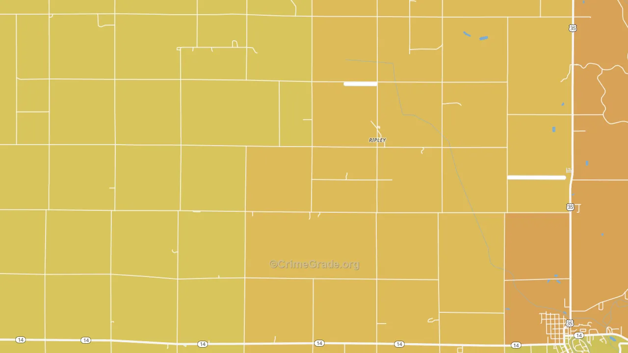 Ripley, IN Map of Burglary Rates