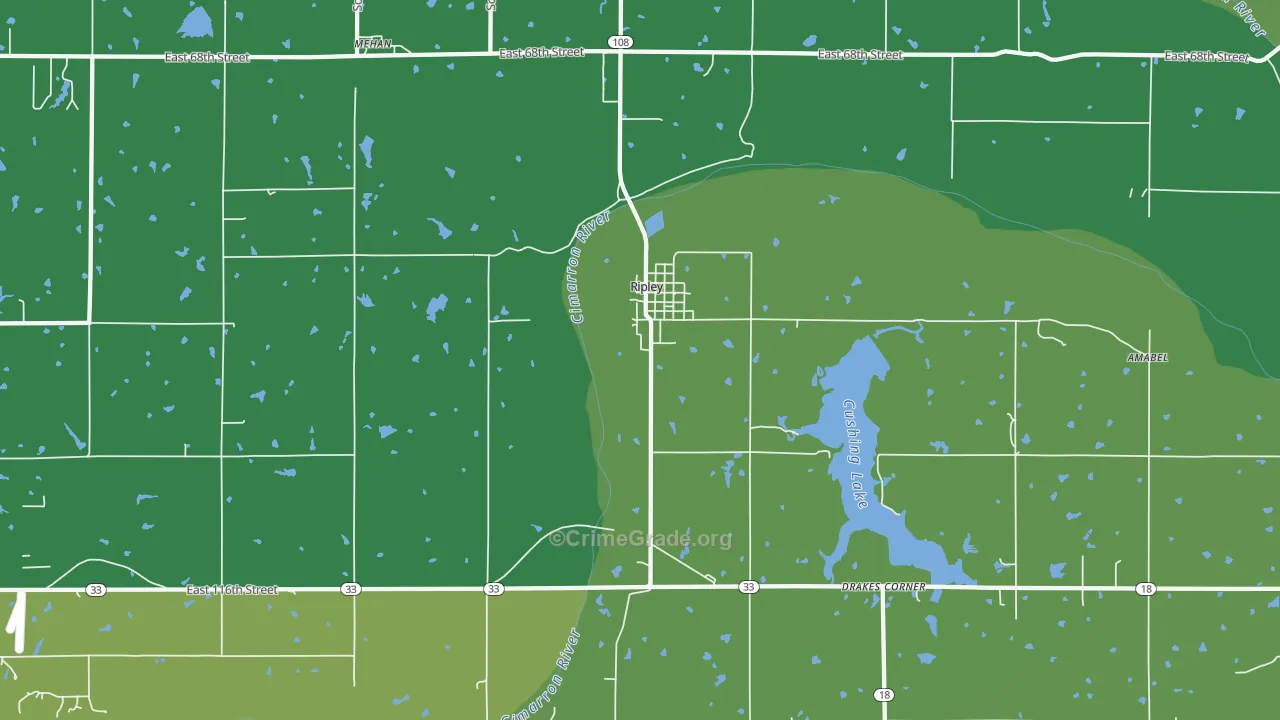 Ripley, OK Map of Burglary Rates