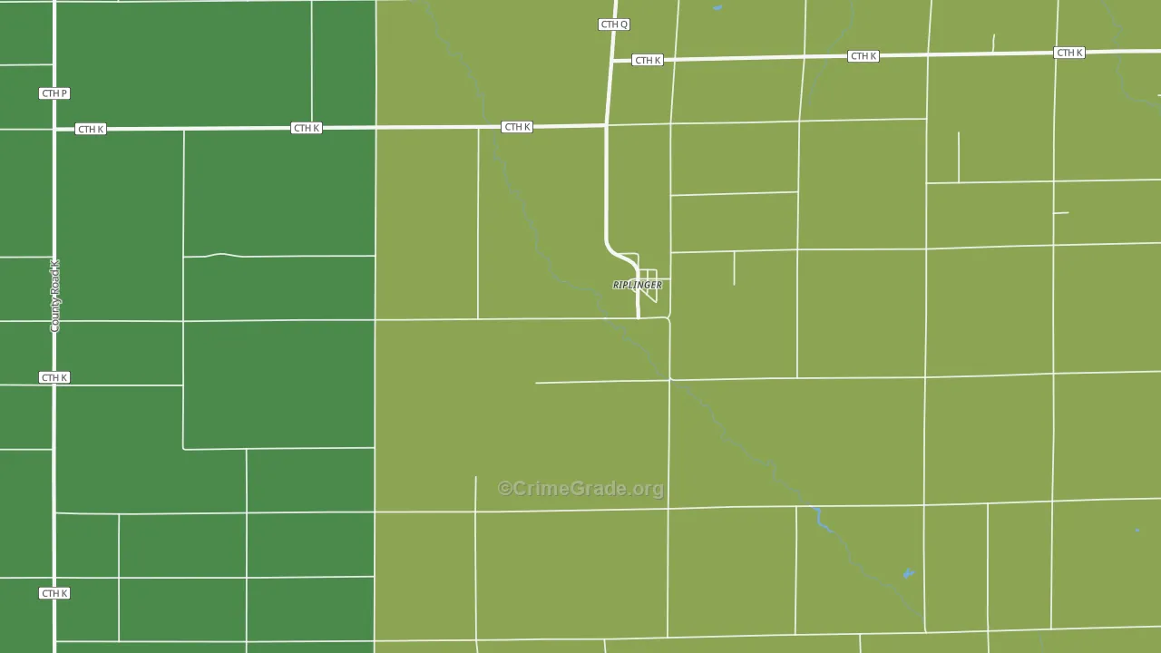 Riplinger, WI Map of Burglary Rates