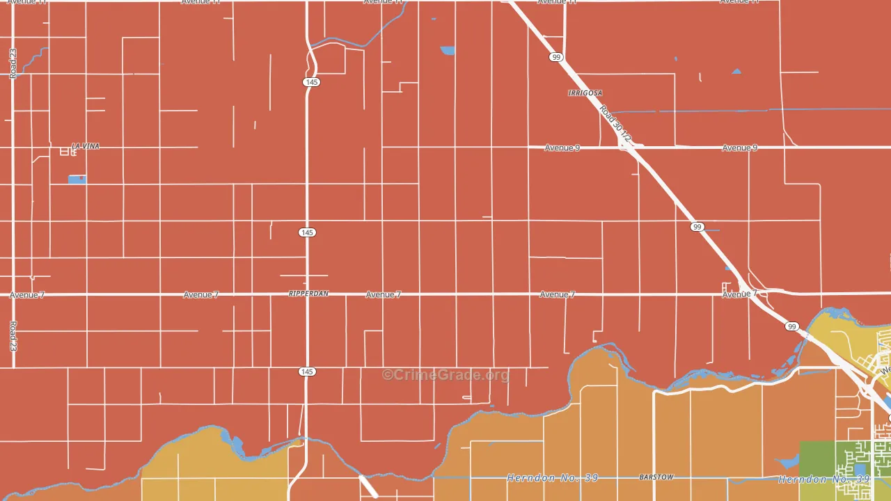Ripperdan, CA Map of Burglary Rates