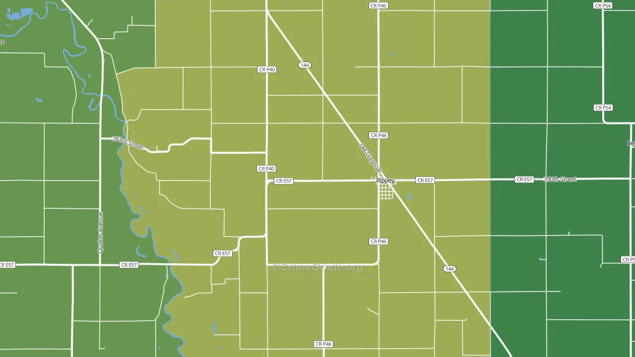 Rippey, IA Map of Burglary Rates