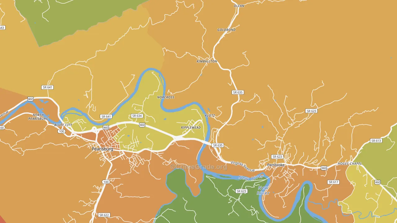 Ripplemead, VA Map of Burglary Rates