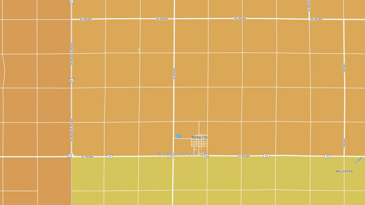Rising City, NE Map of Burglary Rates