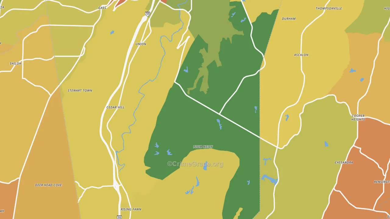 Rising Fawn, GA Map of Burglary Rates