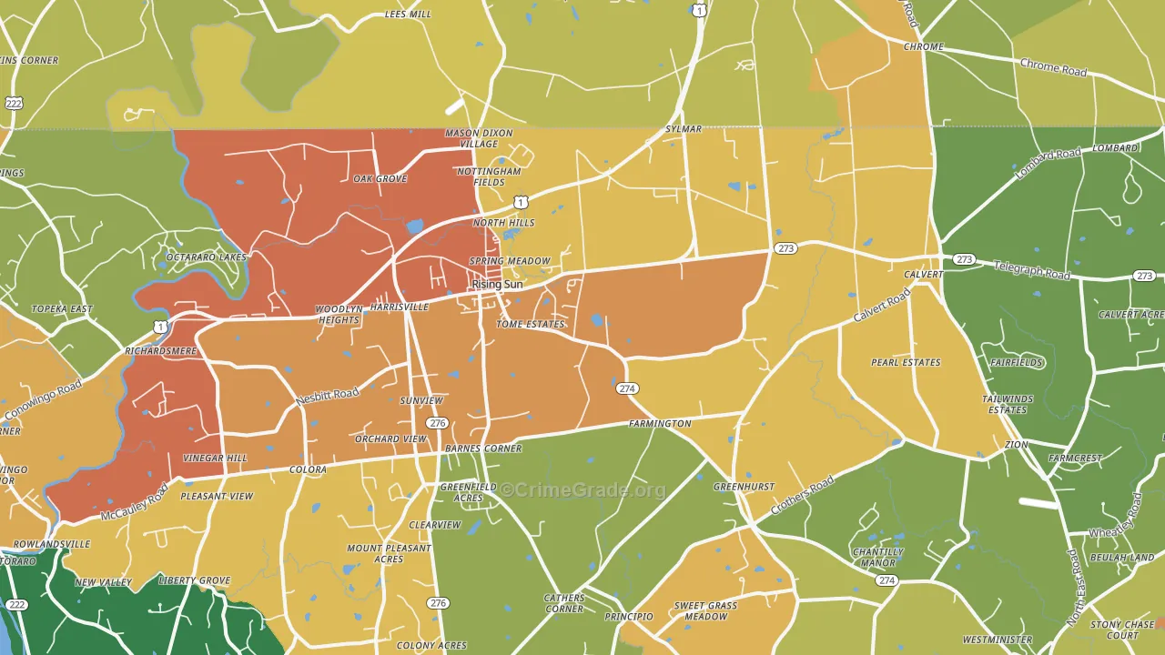 Rising Sun, MD Map of Burglary Rates
