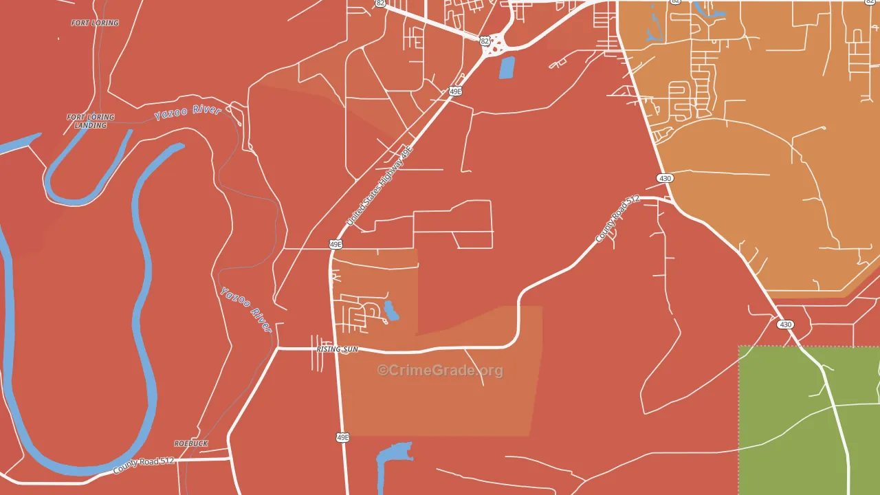 Rising Sun, MS Map of Burglary Rates