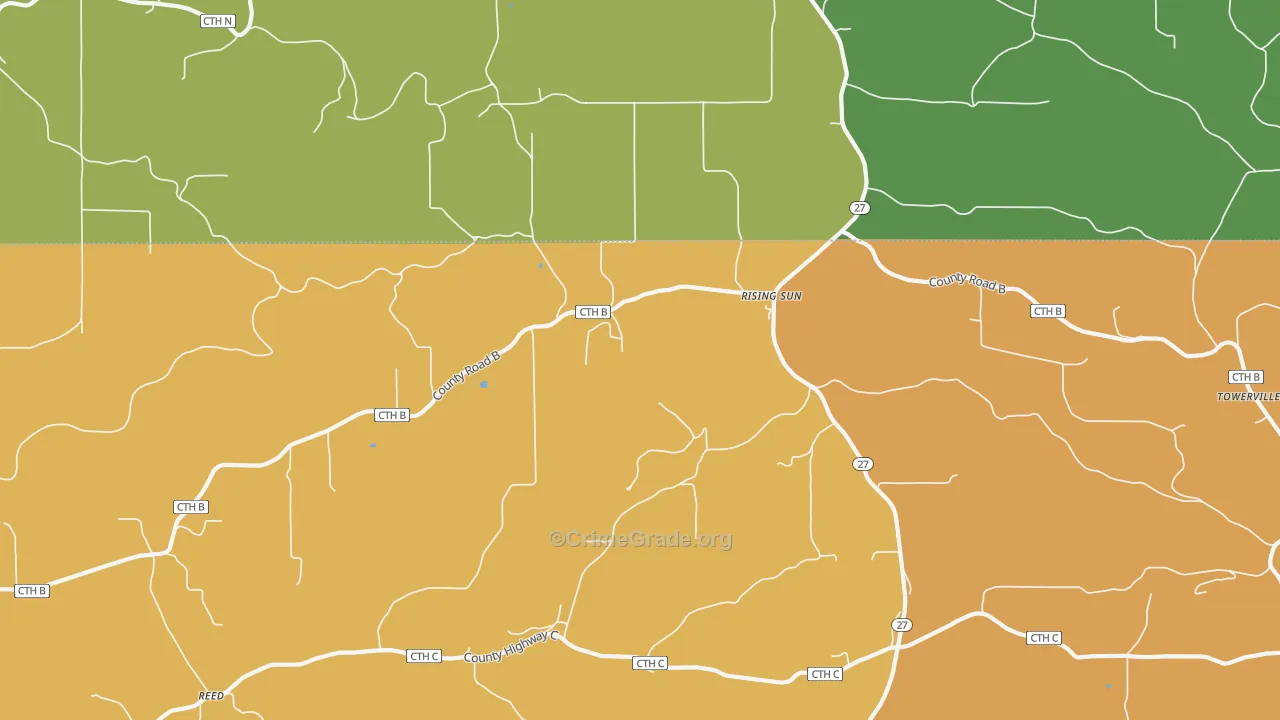 Rising Sun, WI Map of Burglary Rates