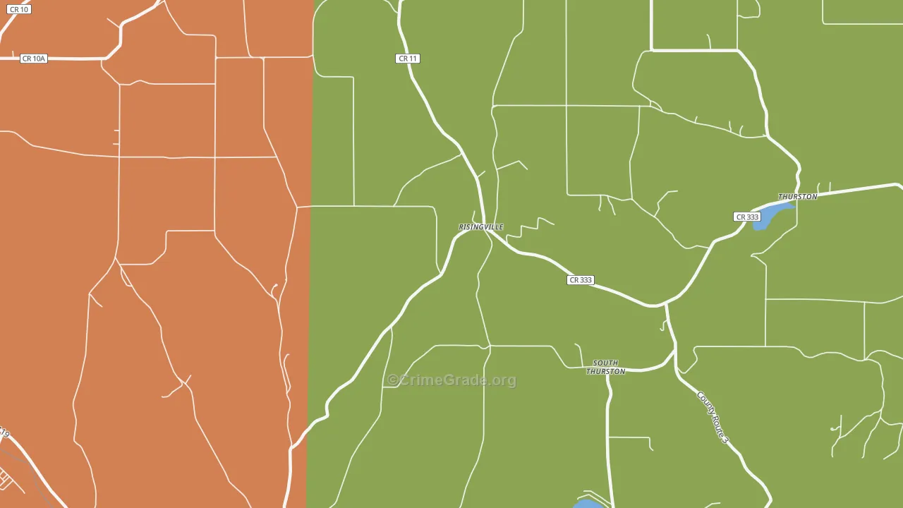 Risingville, NY Map of Burglary Rates