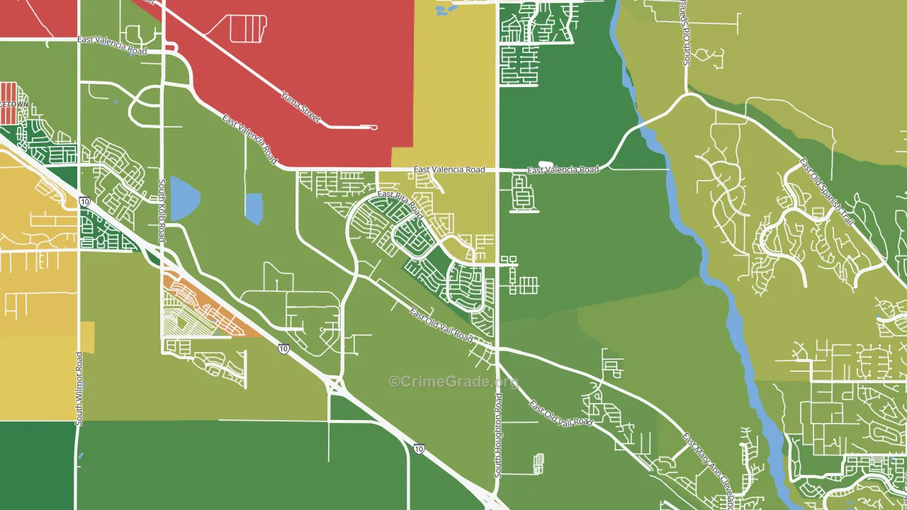 Rita Ranch, Tucson, AZ Map of Burglary Rates