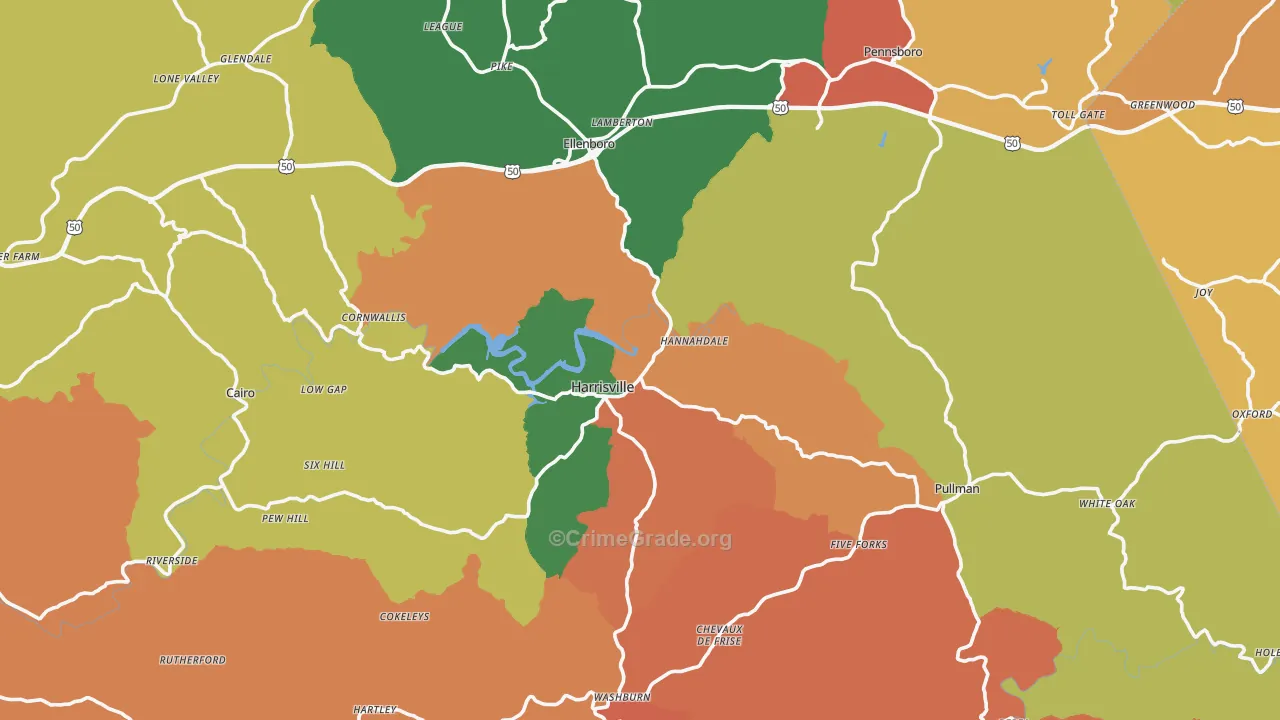 Ritchie County, WV Map of Burglary Rates