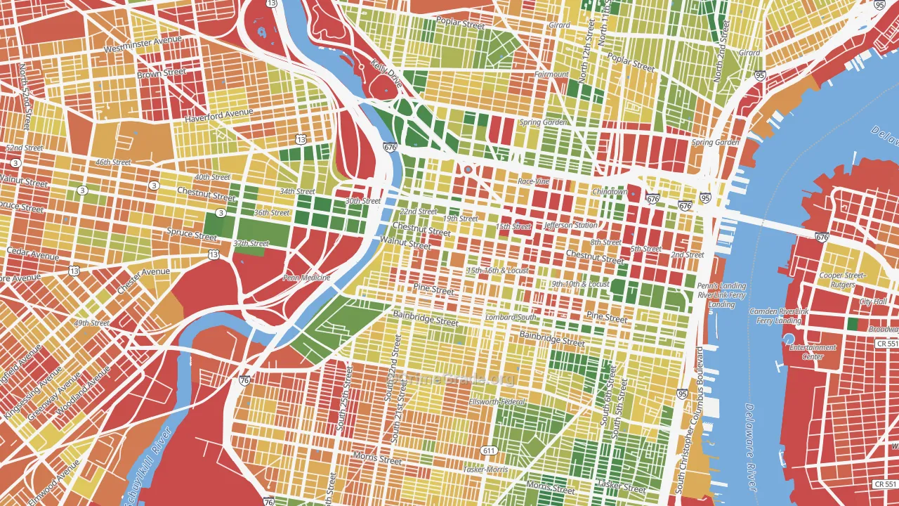 Rittenhouse Square, Philadelphia, PA Map of Burglary Rates