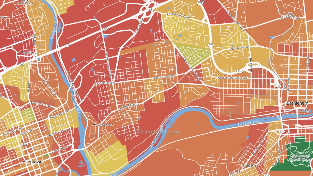 Rittersville, Allentown, PA Map of Burglary Rates