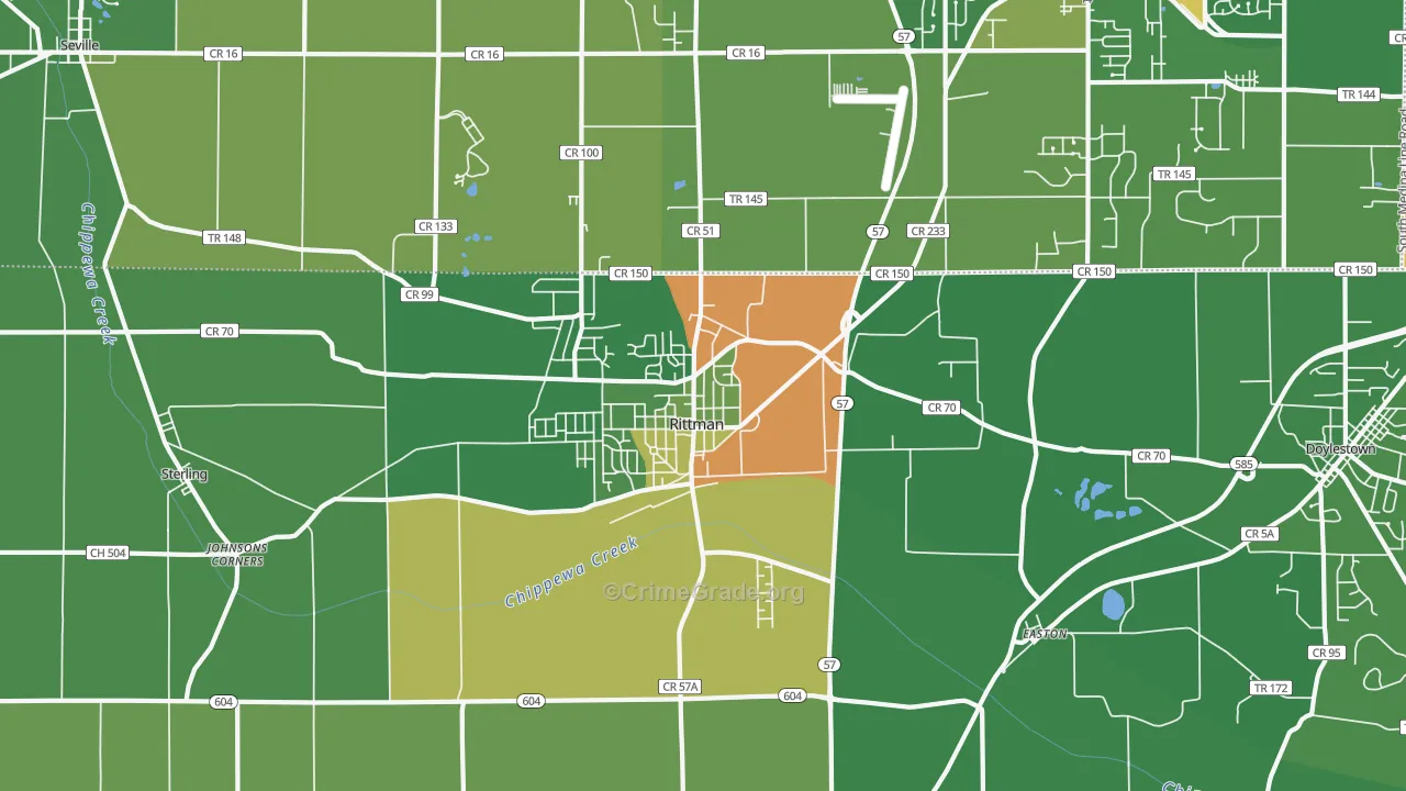 Rittman, OH Map of Burglary Rates