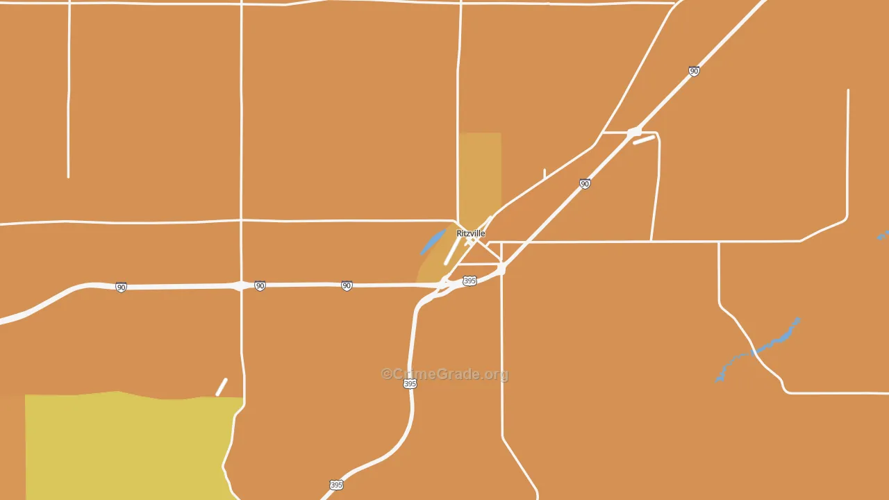 Ritzville, WA Map of Burglary Rates
