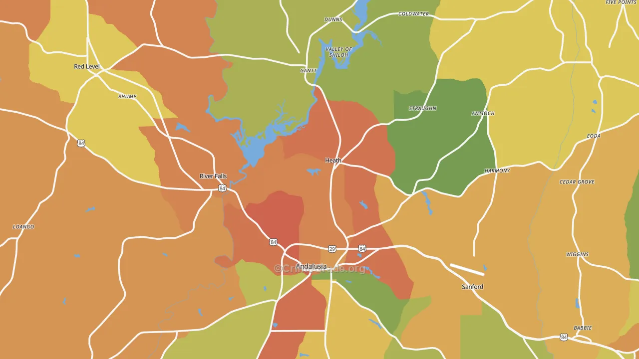 River Falls, AL Map of Burglary Rates