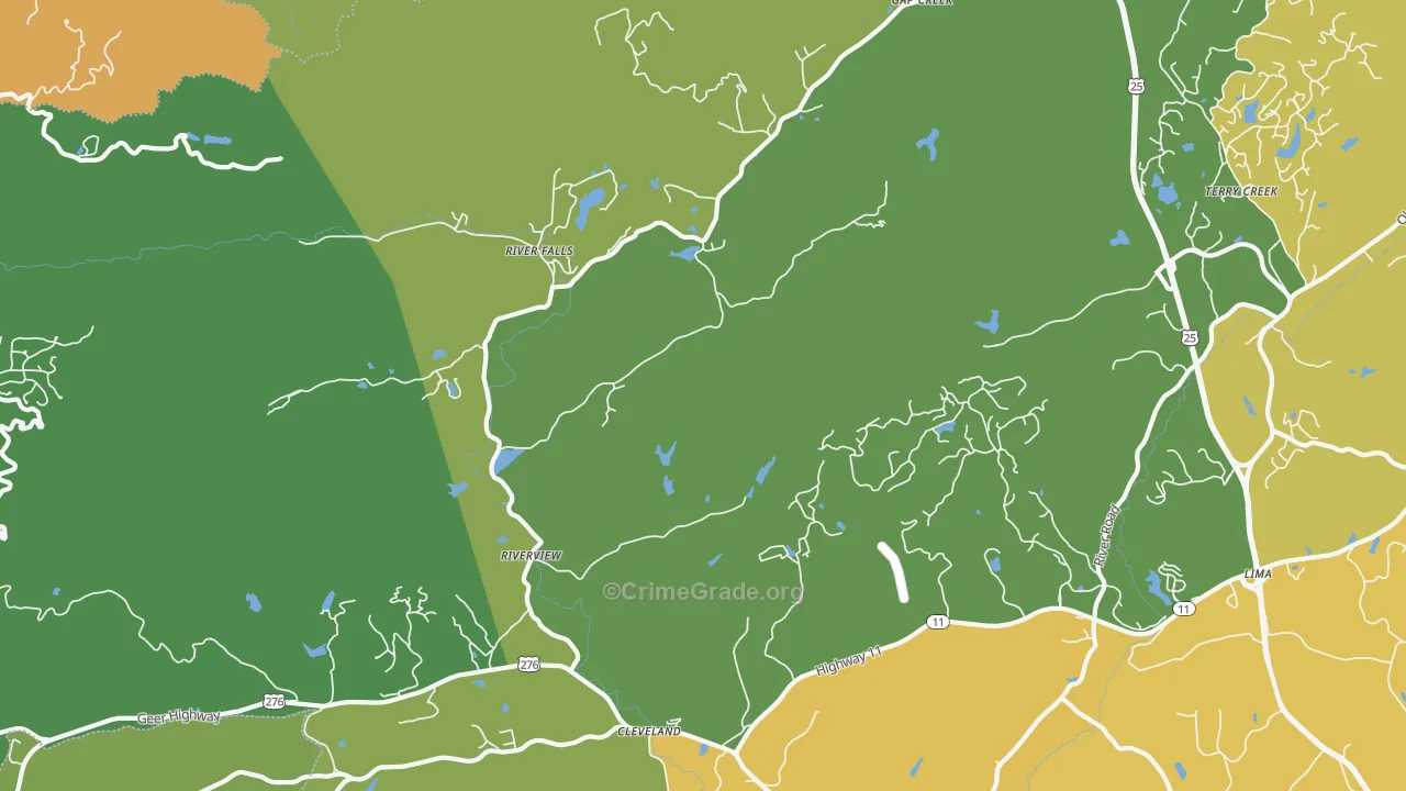 River Falls, SC Map of Burglary Rates