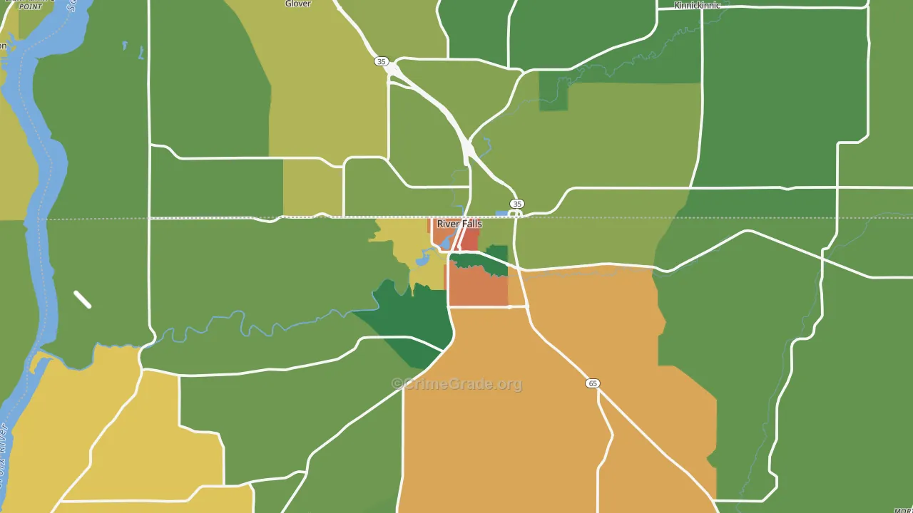 River Falls, WI Map of Burglary Rates