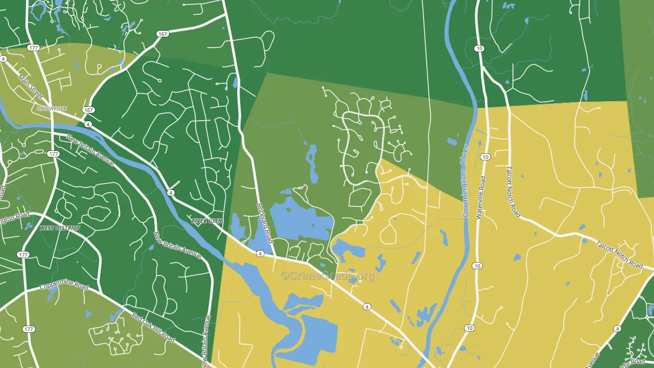 River Glen, CT Map of Burglary Rates