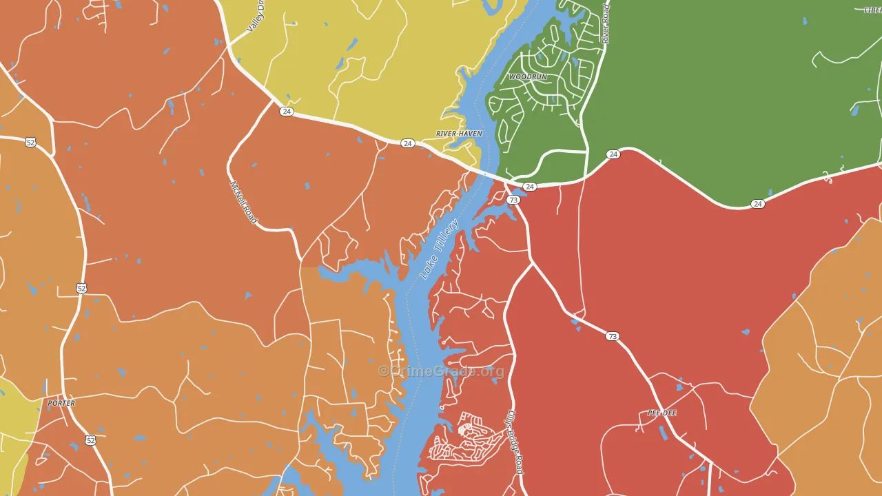 River Haven, NC Map of Burglary Rates