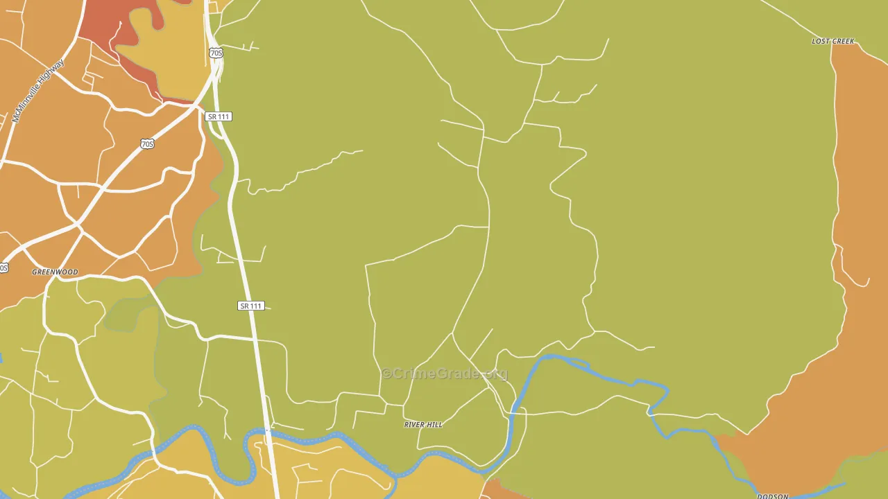 River Hill, TN Map of Burglary Rates
