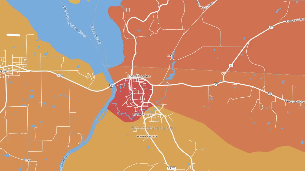 River Junction, FL Map of Burglary Rates