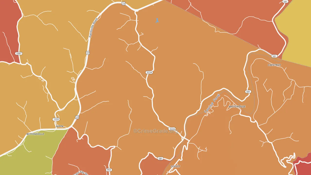 River, KY Map of Burglary Rates