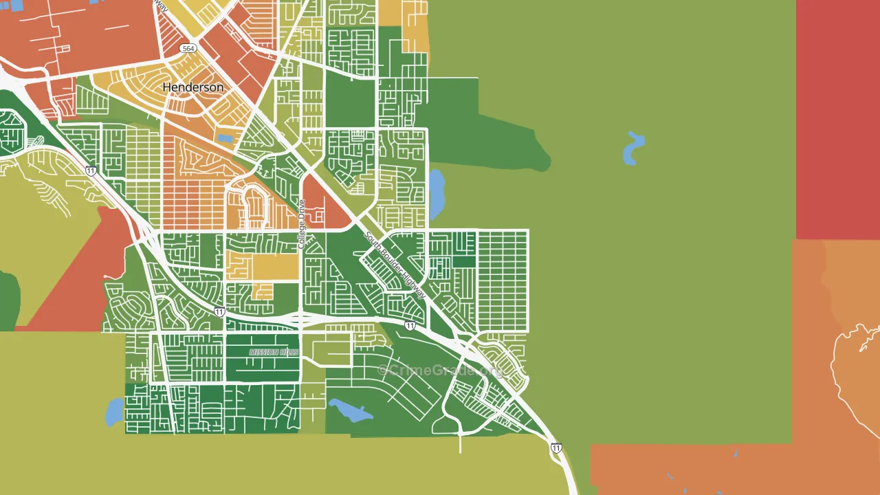 River Mountain, Henderson, NV Map of Burglary Rates