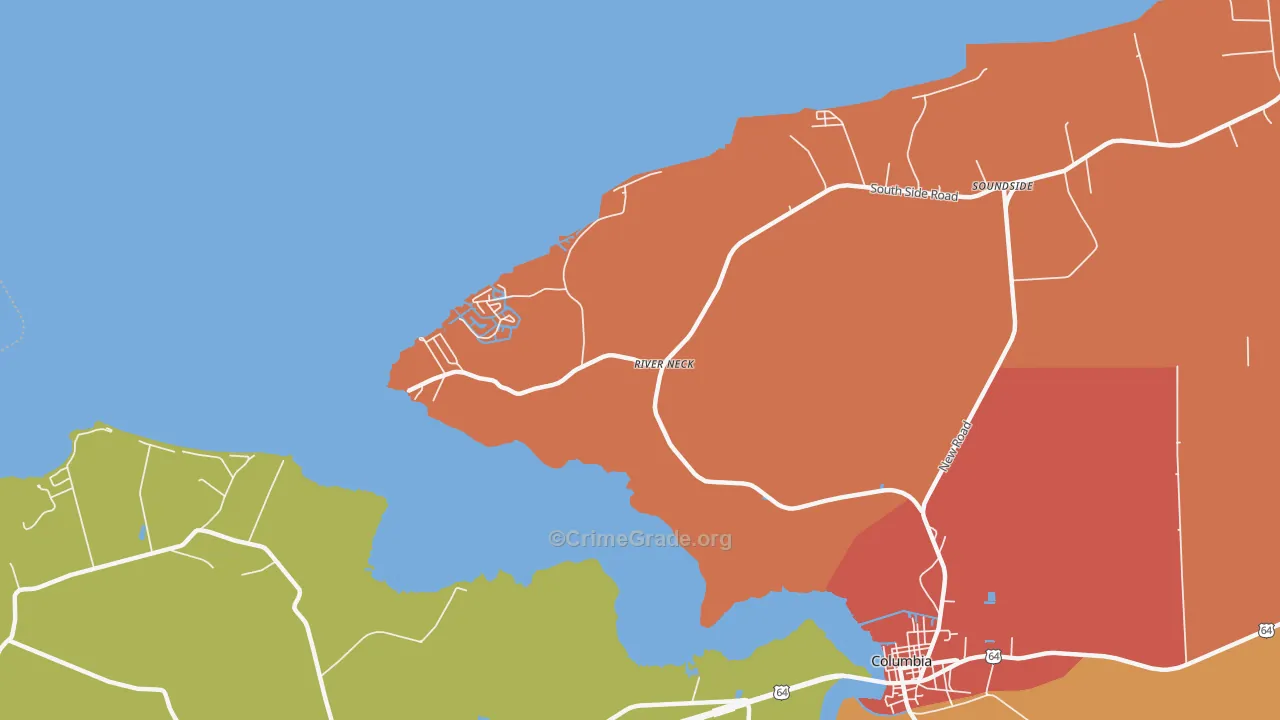 River Neck, NC Map of Burglary Rates