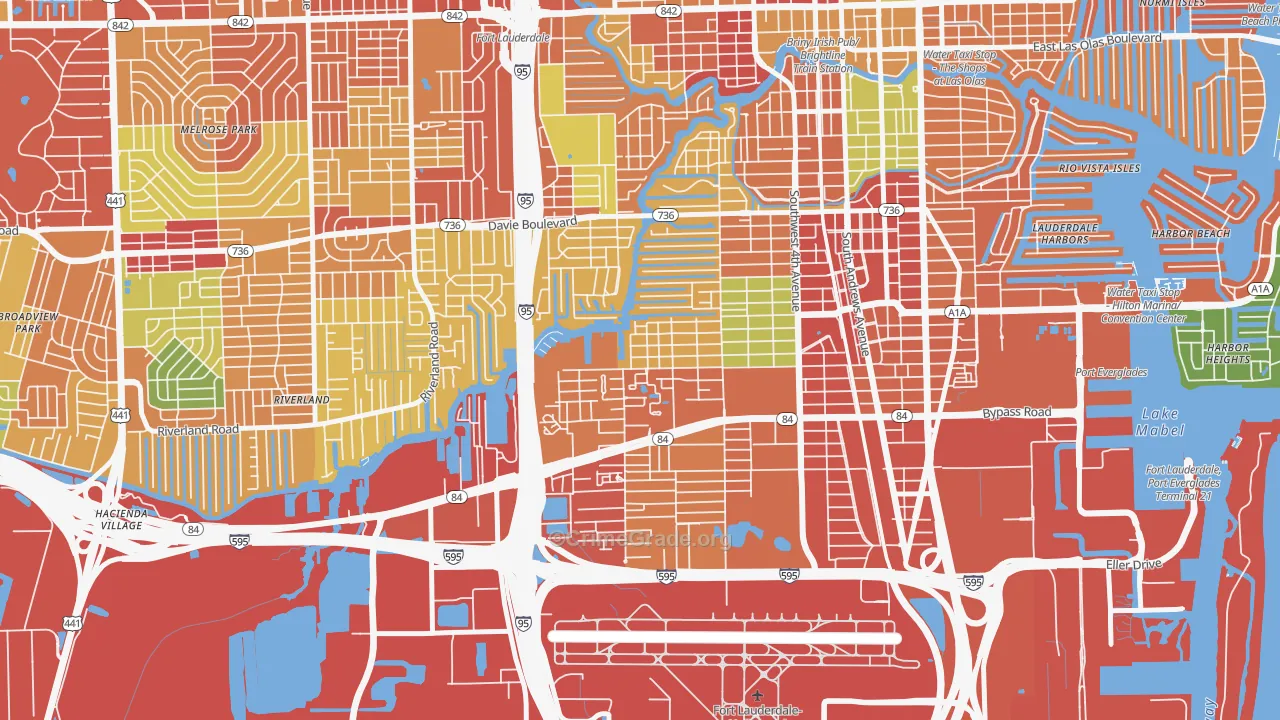 River Oaks, Fort Lauderdale, FL Map of Burglary Rates