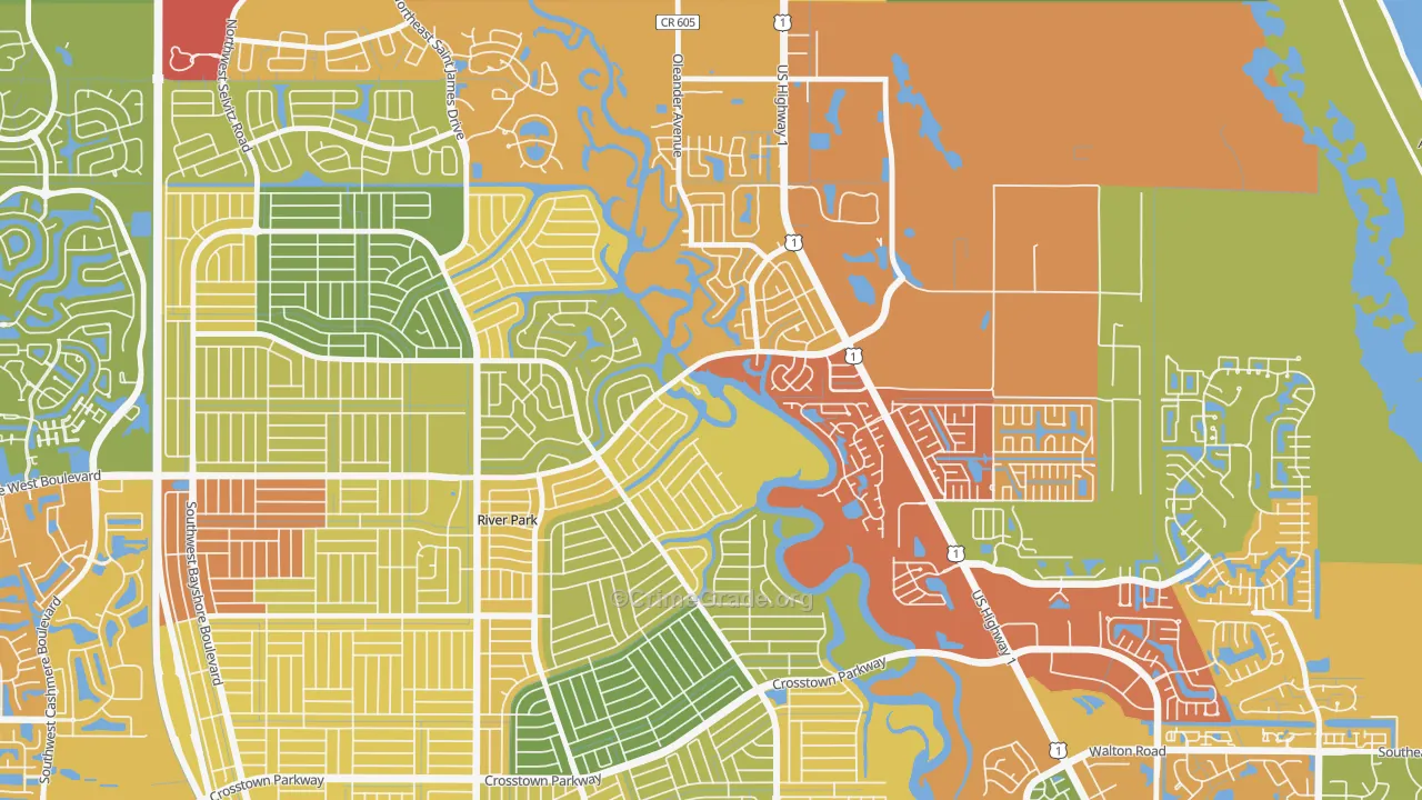 River Park, Port St. Lucie, FL Map of Burglary Rates