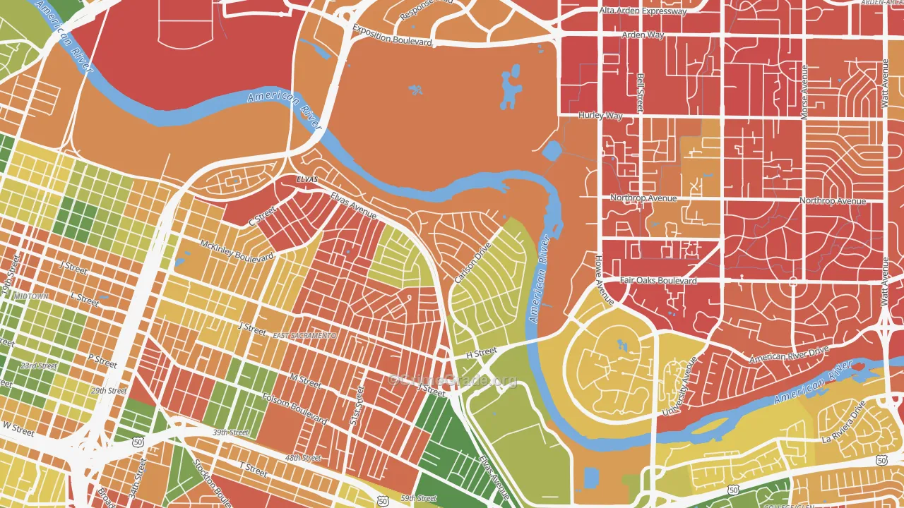 River Park, Sacramento, CA Map of Burglary Rates