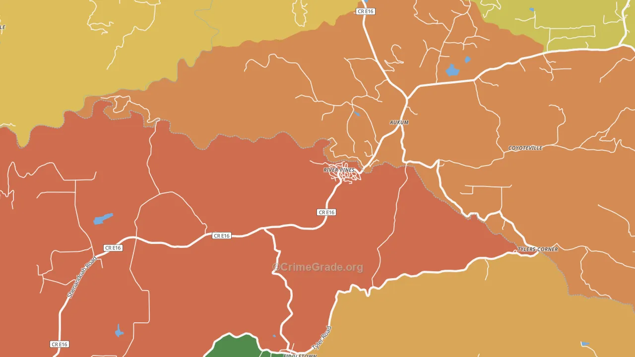 River Pines, CA Map of Burglary Rates