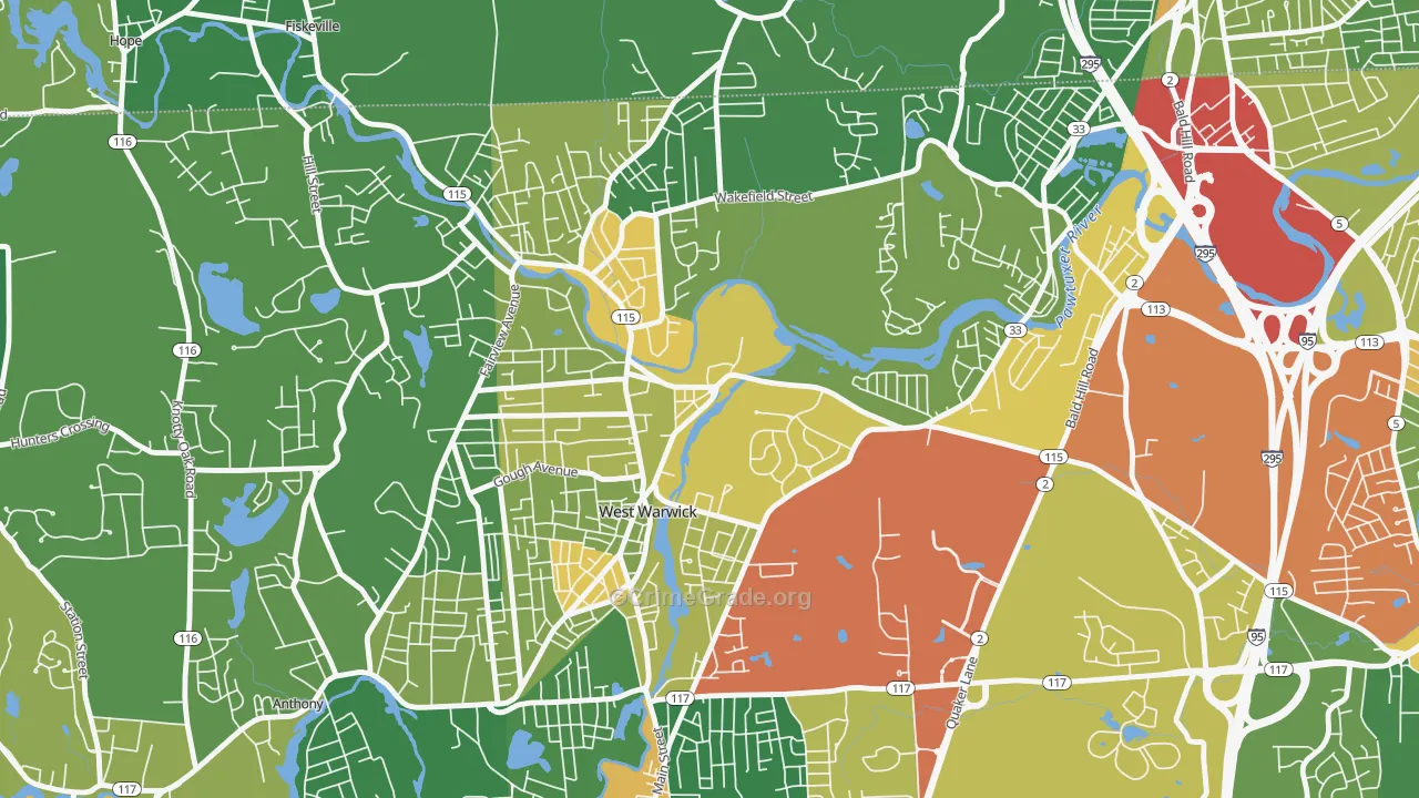 River Point, West Warwick, RI Map of Burglary Rates