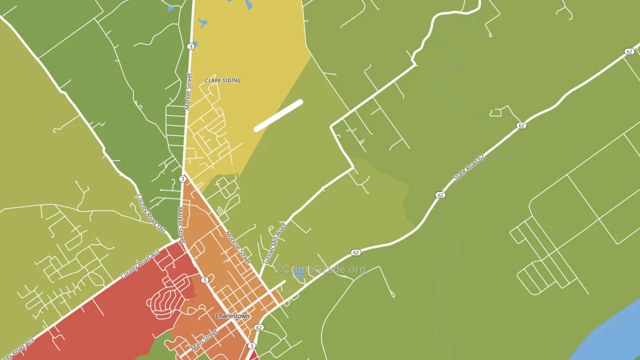 River Ridge, IN Map of Burglary Rates