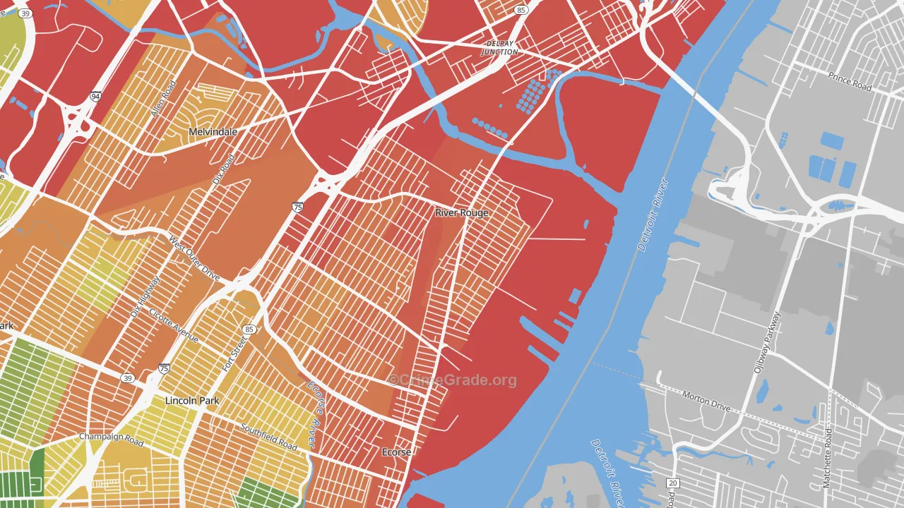 River Rouge, MI Map of Burglary Rates